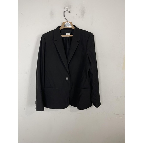J Crew Blazer Womens 18 Black Re-Imagined Eco Friendly One Button Career Jacket - Picture 1 of 11